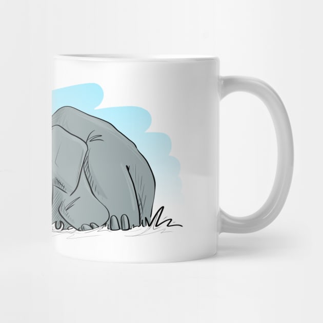 Sleepy Elephant & Ostrich (Color) by Jason's Doodles